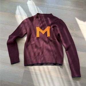 Maroon Sweater with Orange Letter M
